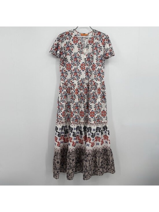 Oliphant Dresses & Skirts - Oliphant Cotton Floral Paridiso Navy V-Neck Maxi Dress size M Medium NWT $298